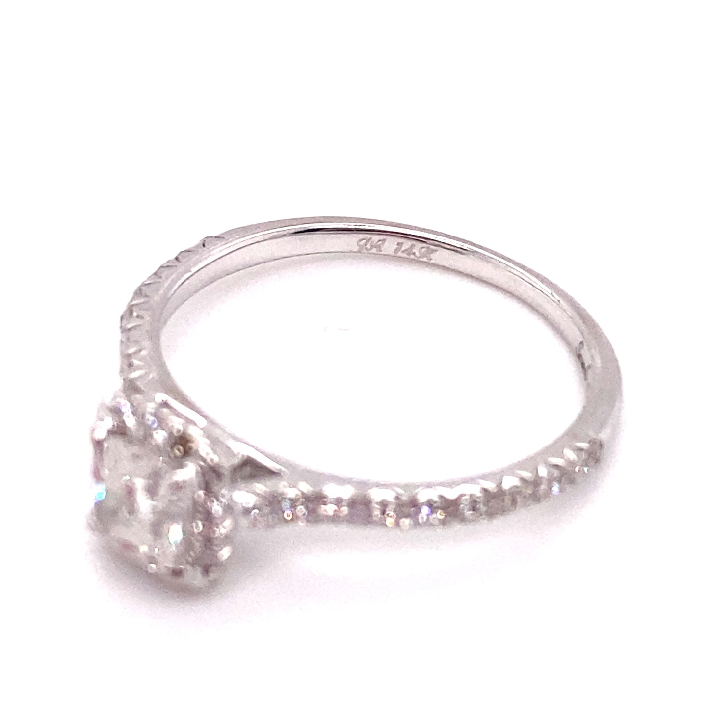 Circa 1990s 0.50ct Cushion Cut Diamond Halo Engagement Ring in 14K White Gold