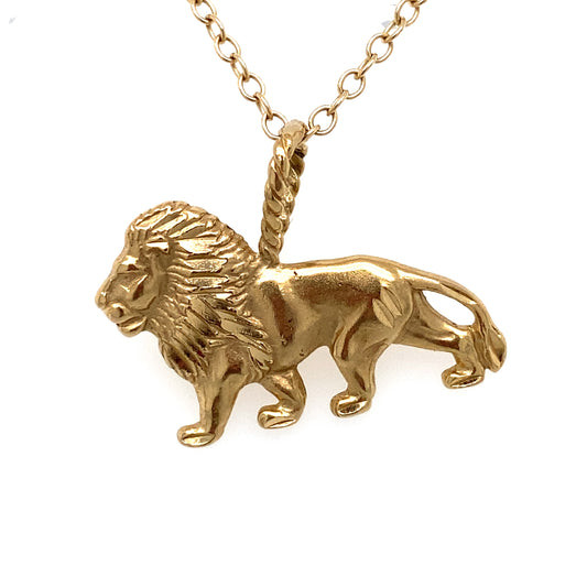 Circa 1950s Lion Animal Pendant in 14 Karat Gold