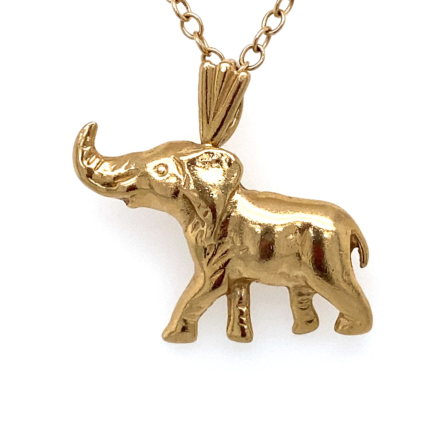 Circa 1950s Elephant Animal Pendant in 14K Gold