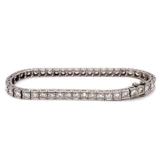 Circa 1950s 11.25 Carat Diamond Tennis Bracelet in Platinum