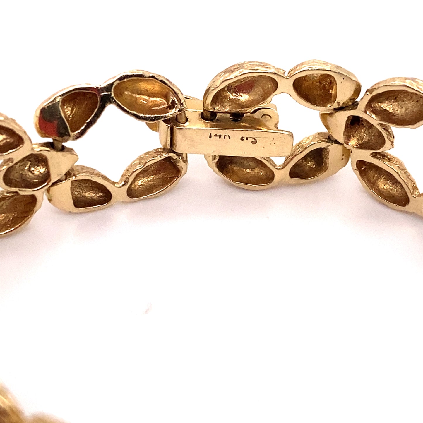 Circa 1940s Rolex Womens' Almond Bark Motif Open Link Wrist Watch in 14K Gold