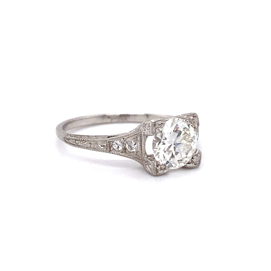 Circa 1920s Art Deco 1.08 Carat Diamond Engagement Ring in Platinum