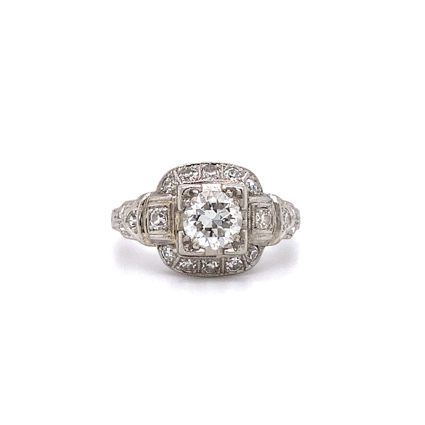 Circa 1920s 0.60 Carat Old European Cut Diamond Engagement Ring in Platinum
