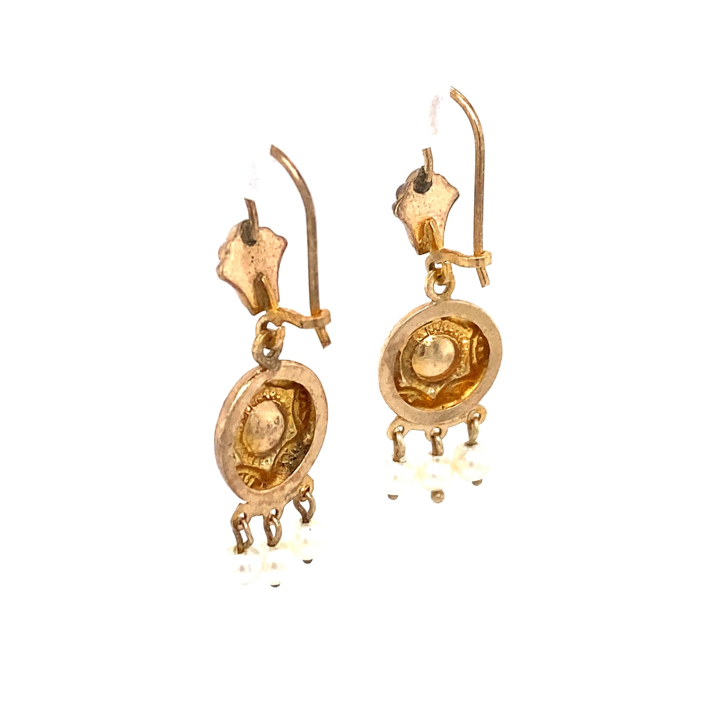 Circa 1920s Pearl Chandelier Drop Earrings in 14K Gold