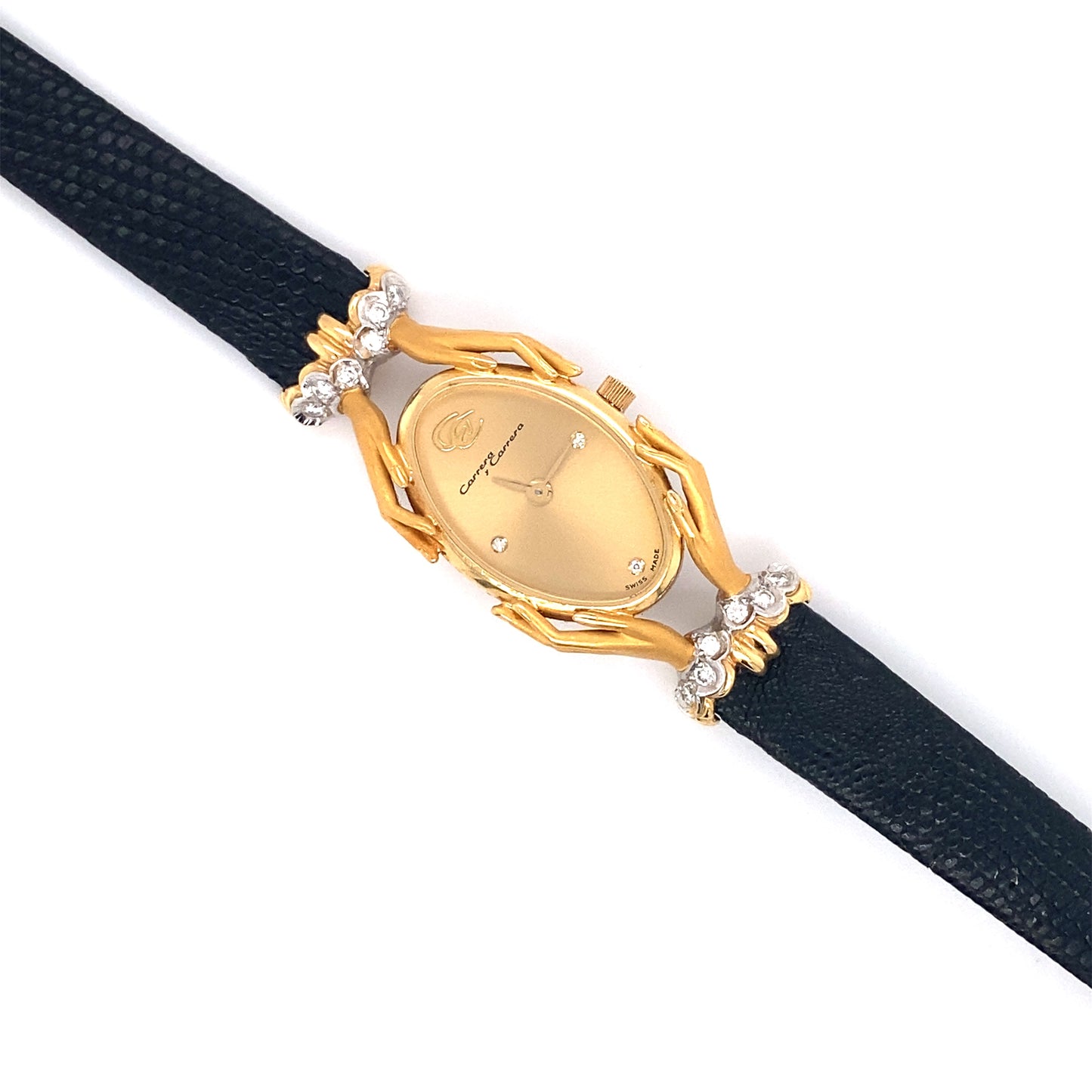 Carrera y Carrera Womens Wrist Watch with Lizard Band in 18K Gold