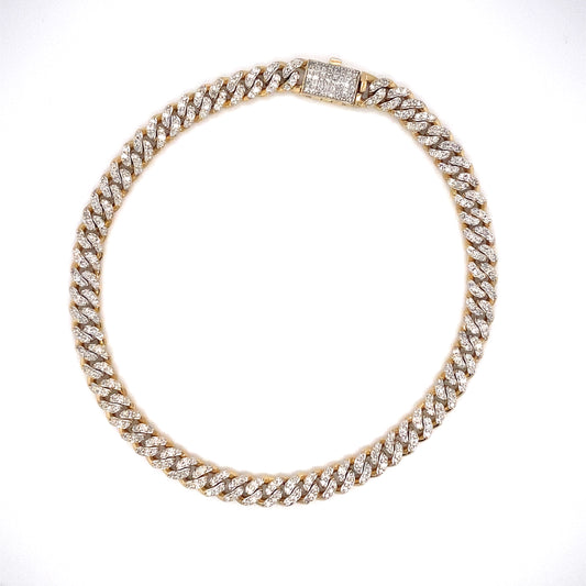 Circa 1980s 2.36 Carat Diamond Curb Link Chain Bracelet in 10K Gold