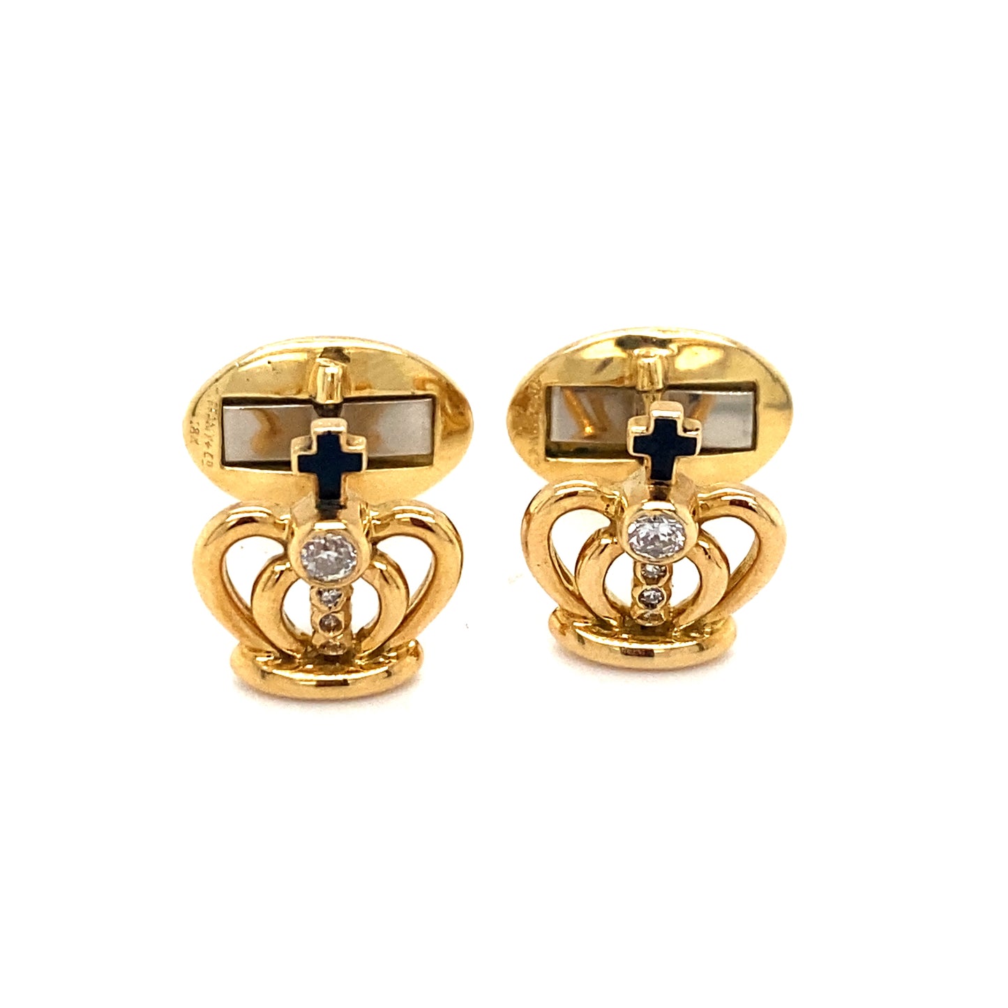Tiffany & Co. Diamond Crown Cufflinks in 18K Gold