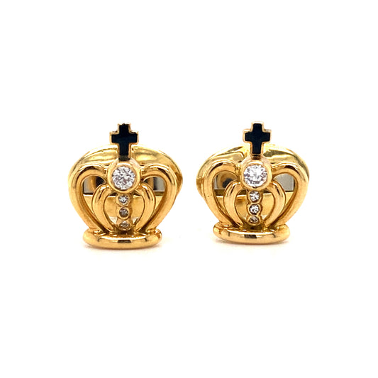 Tiffany & Co. Diamond Crown Cufflinks in 18K Gold