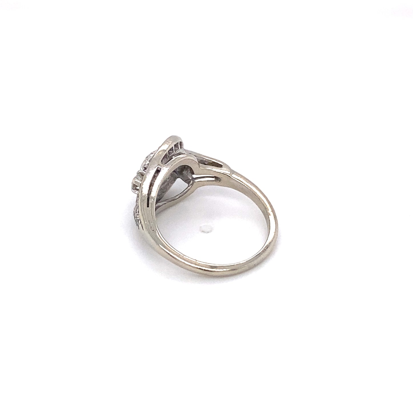 Circa 1920s 0.80 Carat Diamond Loop Ring in 14K White Gold and Platinum