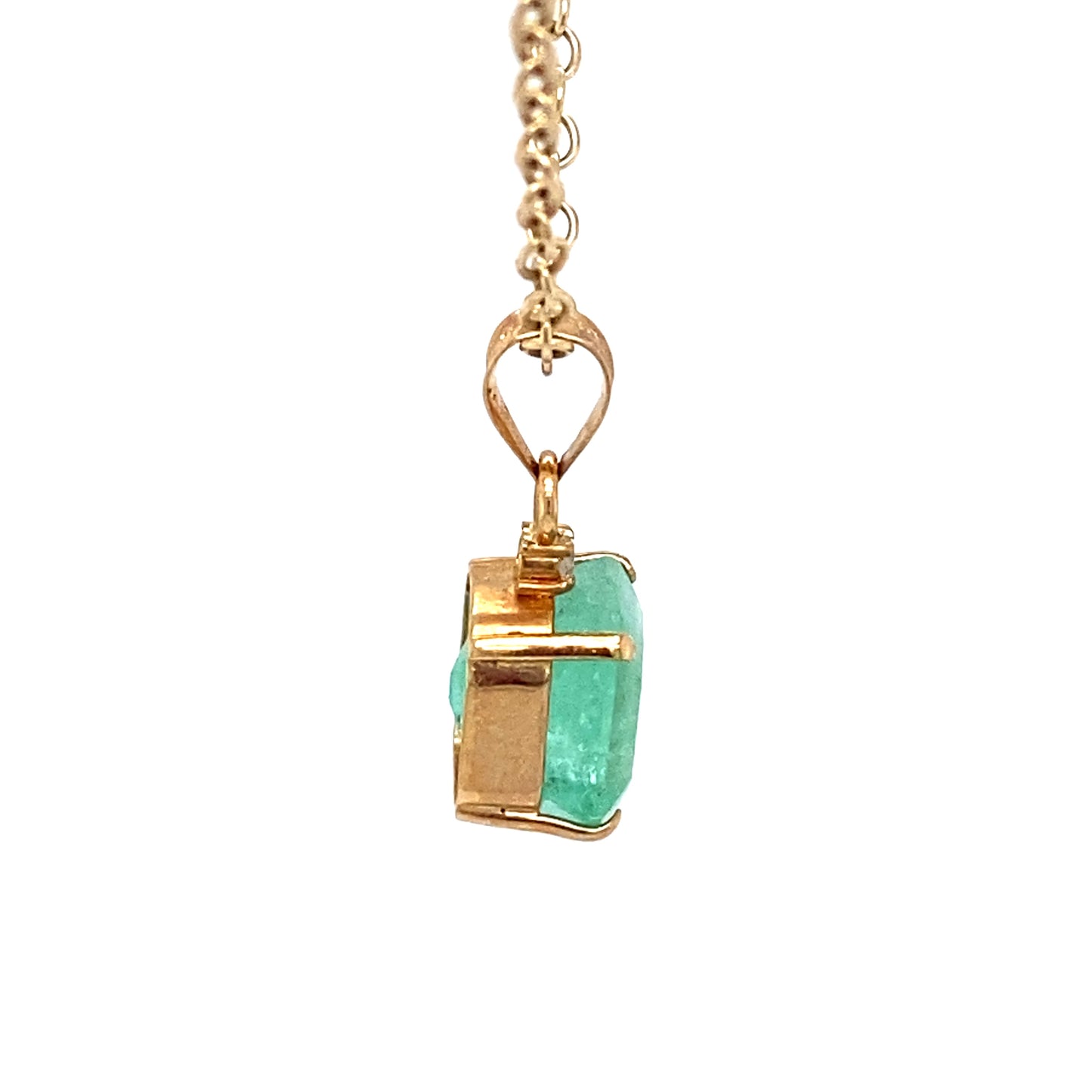 1.0 Carat Colombian Emerald and Diamond Pendant in 14K Gold