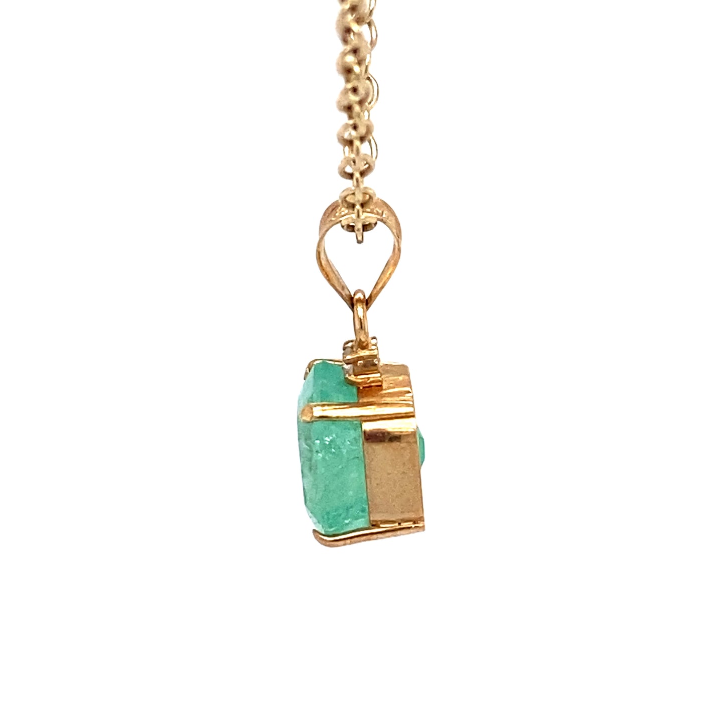 1.0 Carat Colombian Emerald and Diamond Pendant in 14K Gold
