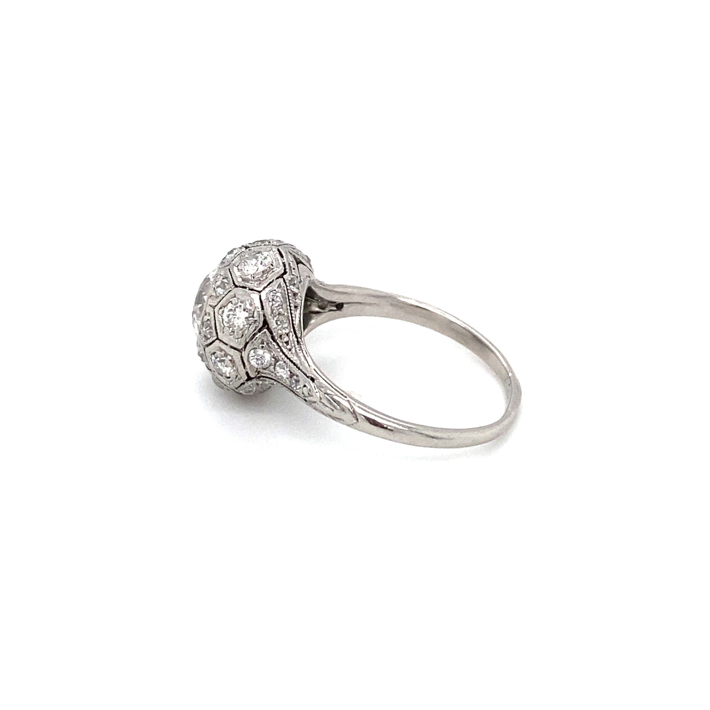 Circa 1920s Art Deco 1.20 Carat European Cut Diamond Engagement Ring in Platinum