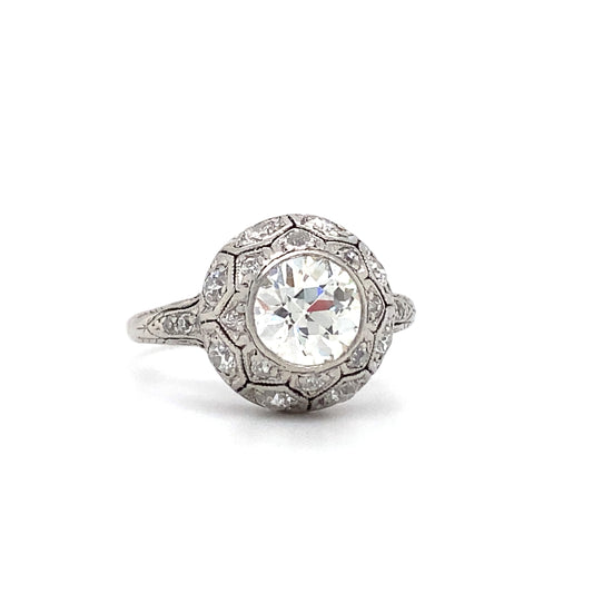 Circa 1920s Art Deco 1.20 Carat European Cut Diamond Engagement Ring in Platinum