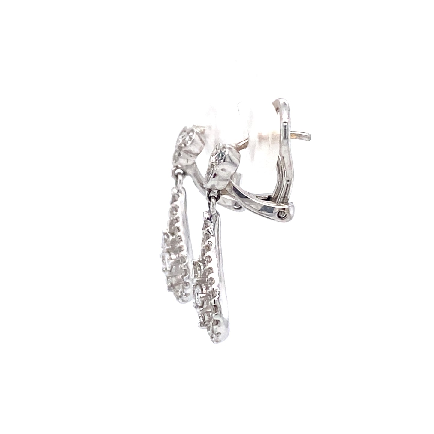 0.58 Carat Diamond Pear Shaped Dangle Earrings in 14K White Gold