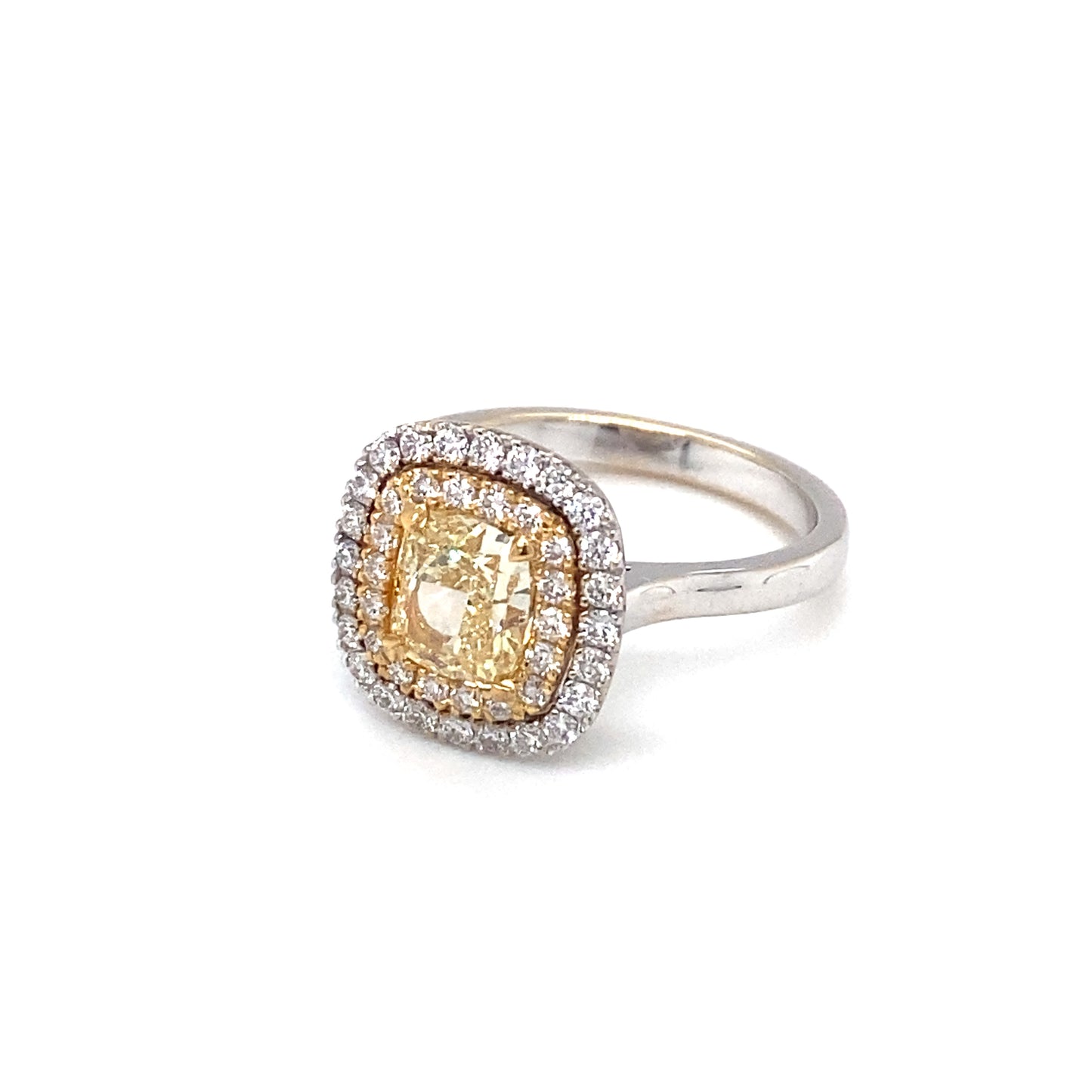 GIA Certified 1.56 Carat Fancy Light Yellow Diamond Ring in 18K White Gold