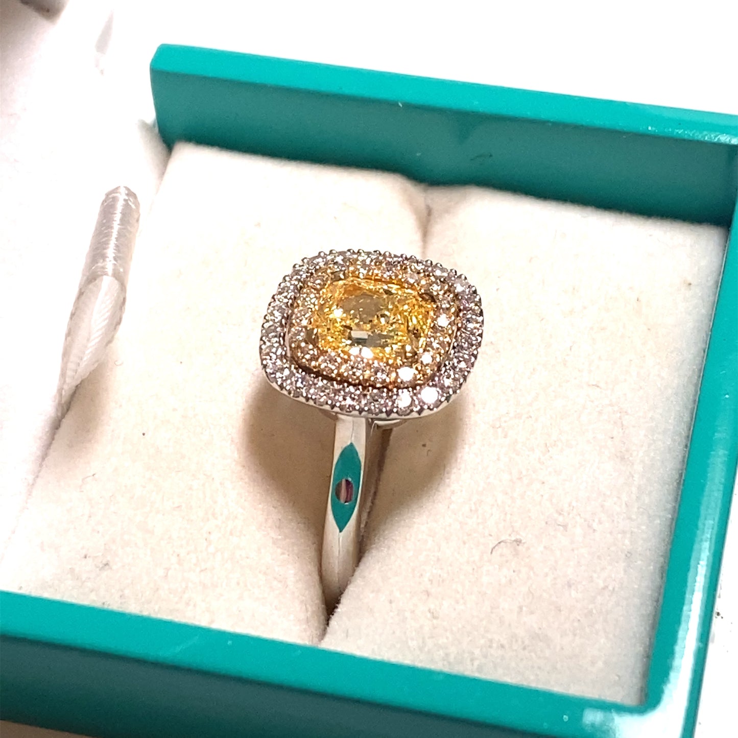 GIA Certified 1.56 Carat Fancy Light Yellow Diamond Ring in 18K White Gold