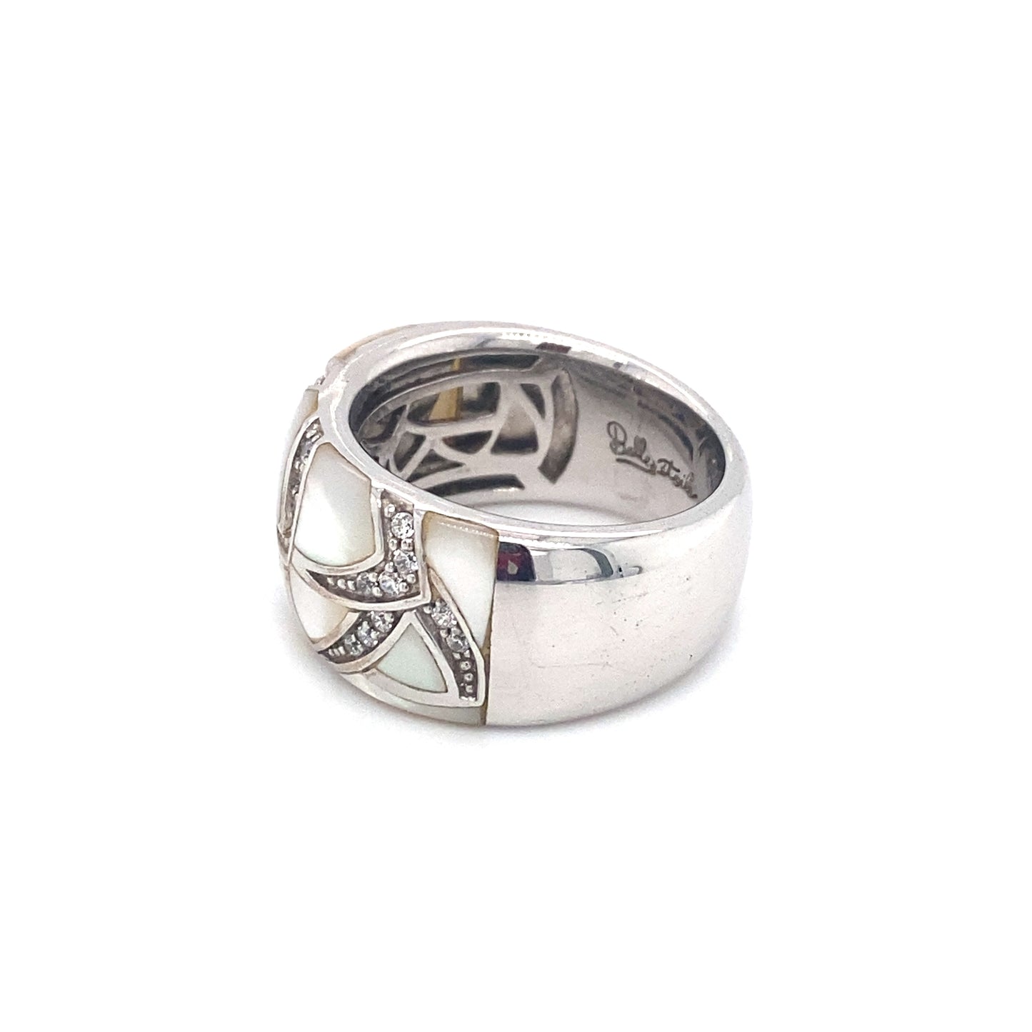Belle Etoile "Sirena" Mother of Pearl Band in Sterling Silver