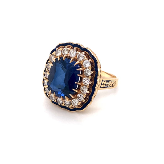Circa 1940s 6.0 Carat Iolite and 2.0 Carat Diamond Cocktail Ring in 14K Gold