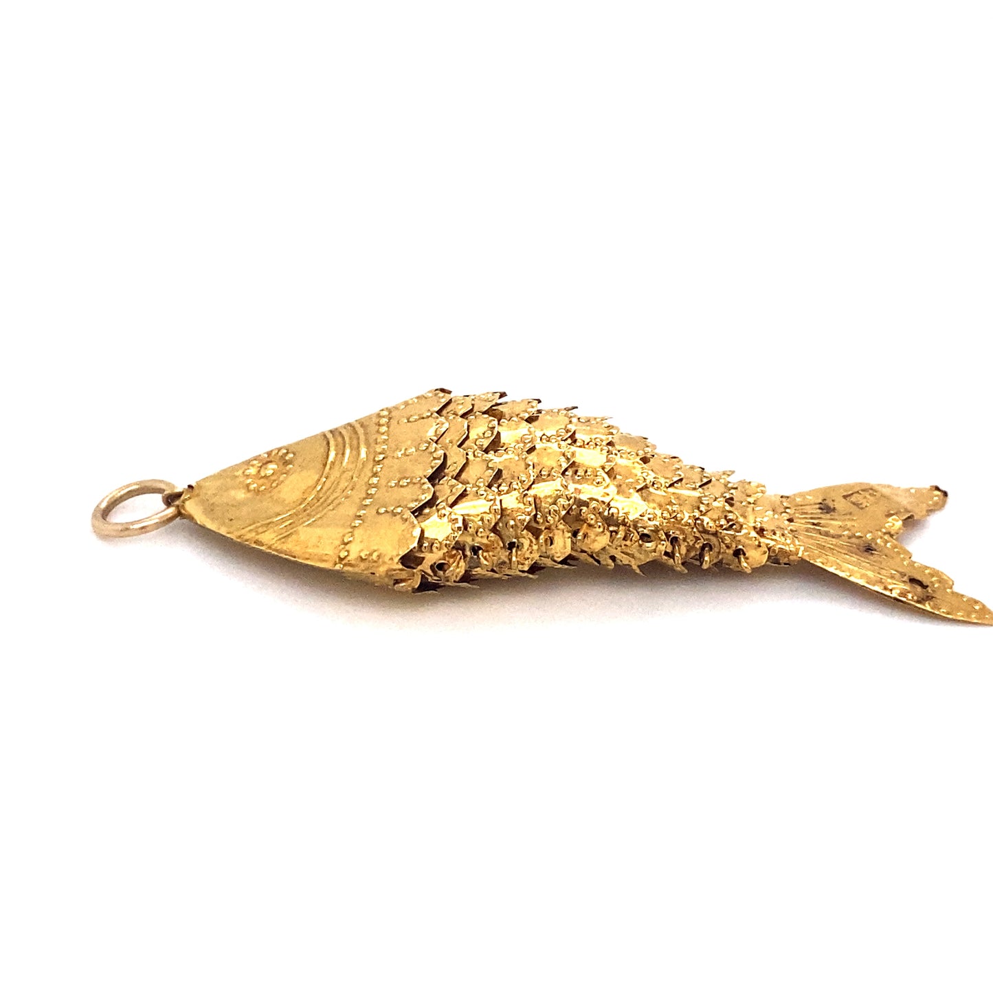 Circa 1980s Chinese Articulated Fish Pendant in 18K Gold