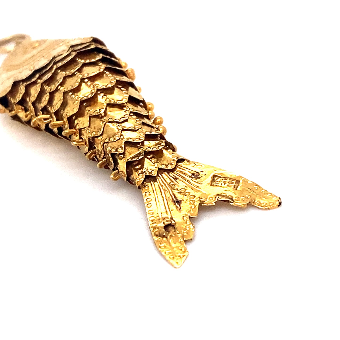 Circa 1980s Chinese Articulated Fish Pendant in 18K Gold