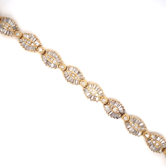 Circa 1980s Retro Style 3.50 Carat Diamond Link Bracelet in 14K Gold