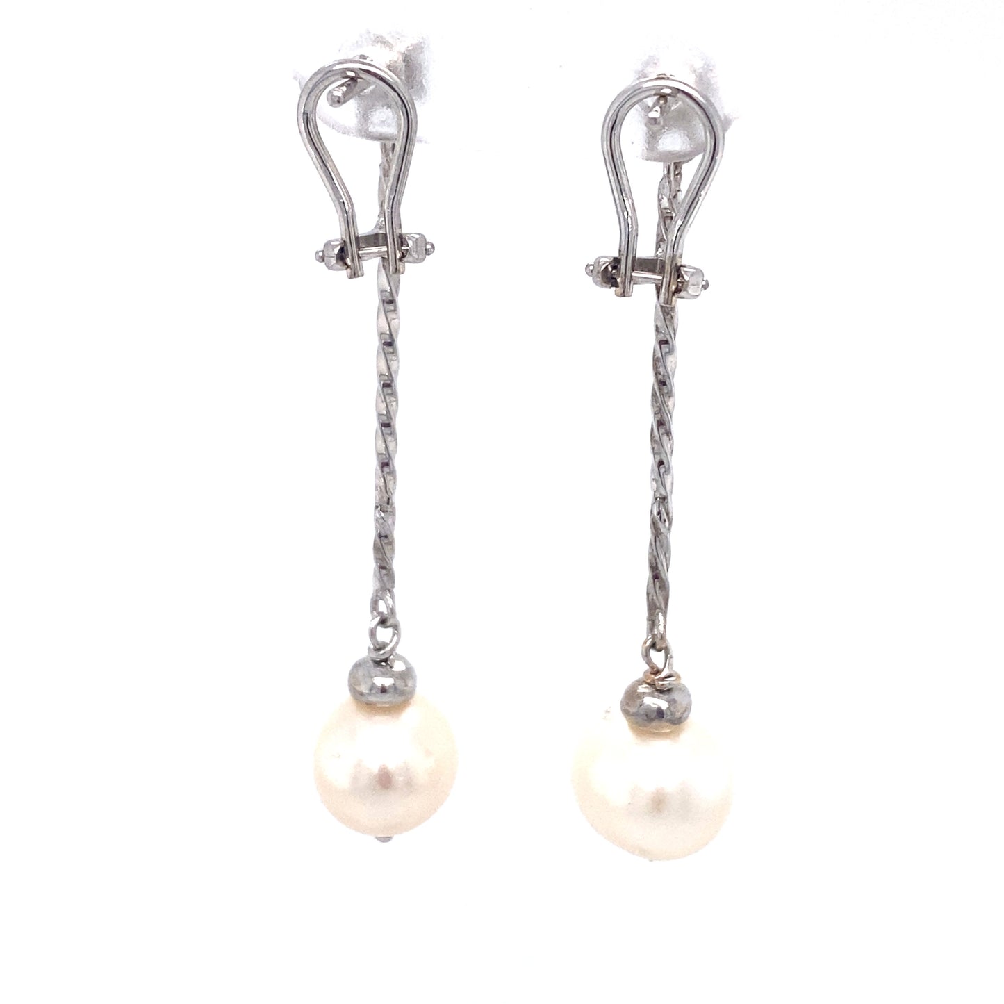 Circa 1980s 0.50 Carat Diamond Drop Earrings with Pearls in 14K White Gold