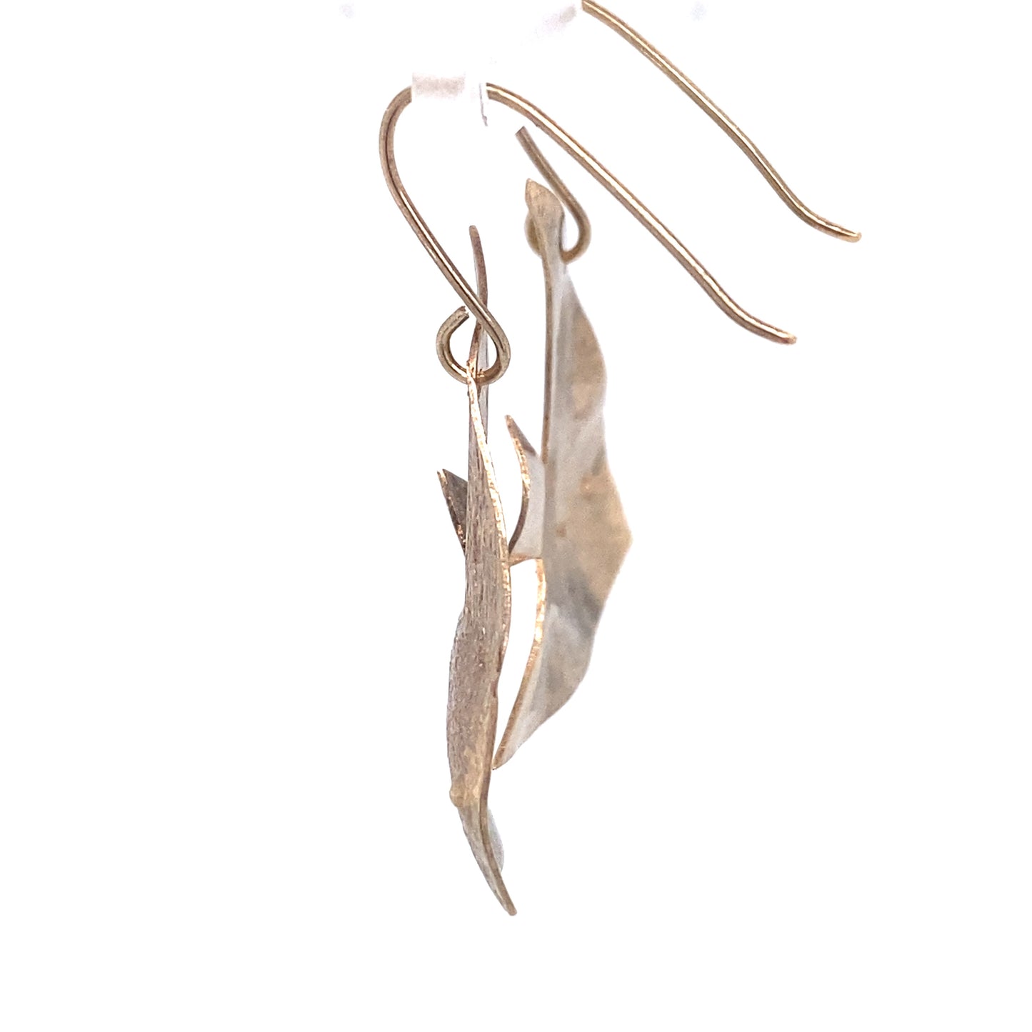 Circa 1990s 14K Gold Angel Fish Dangle Earrings