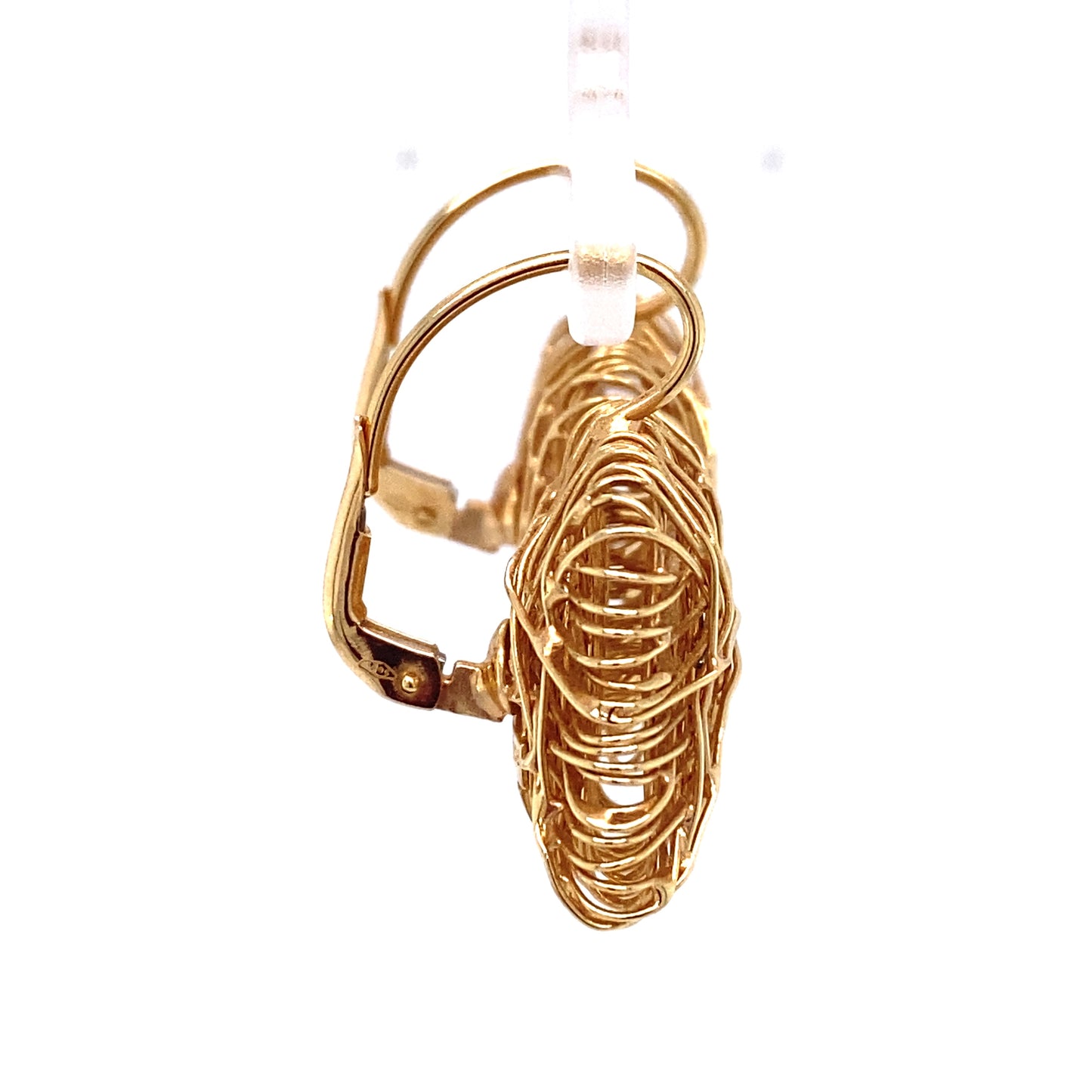 Circa 1970s Italian Square Crosshatch Dangle Earrings in 14K Gold