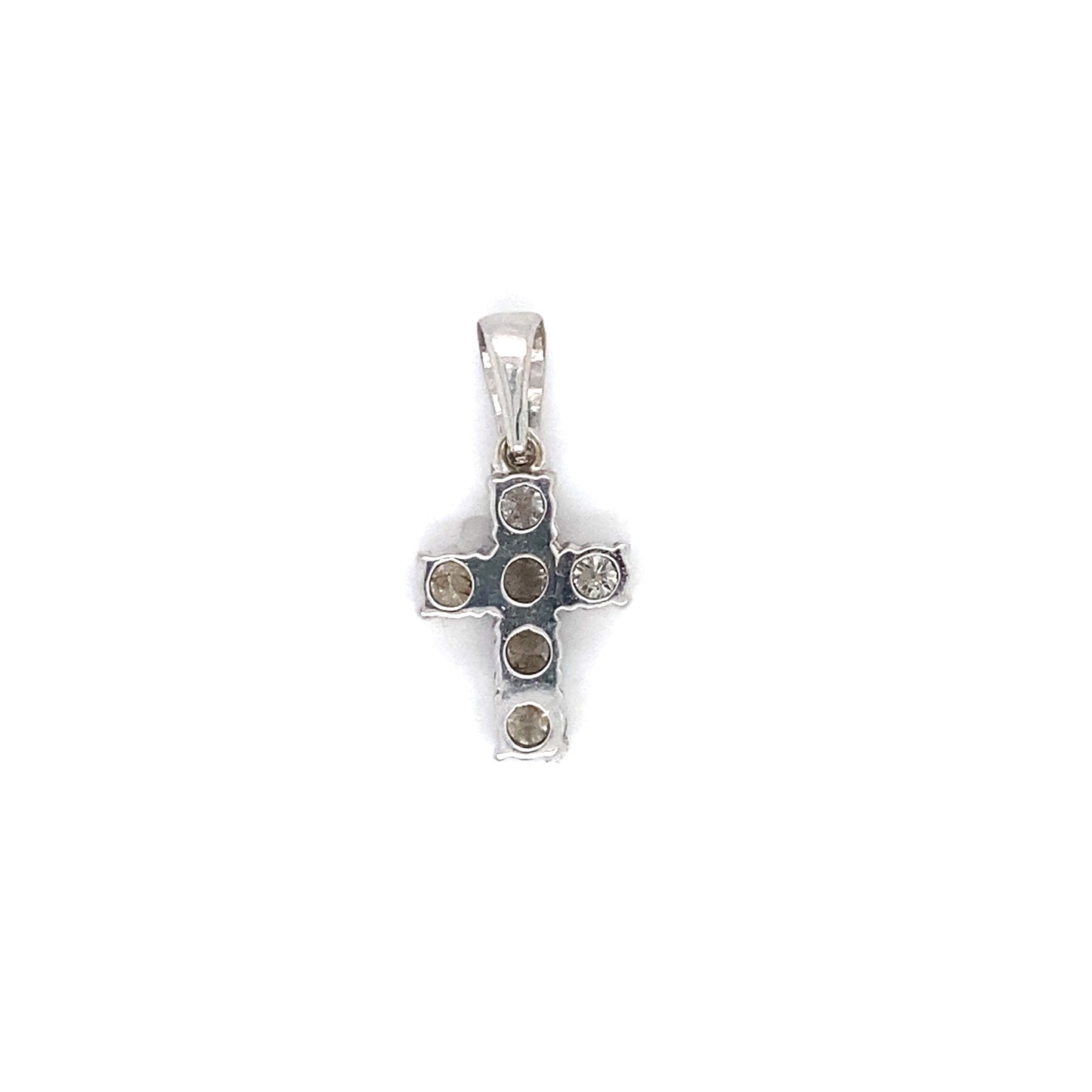 Circa 1990s 1.0 Carat Diamond Cross Pendant in 14K White Gold