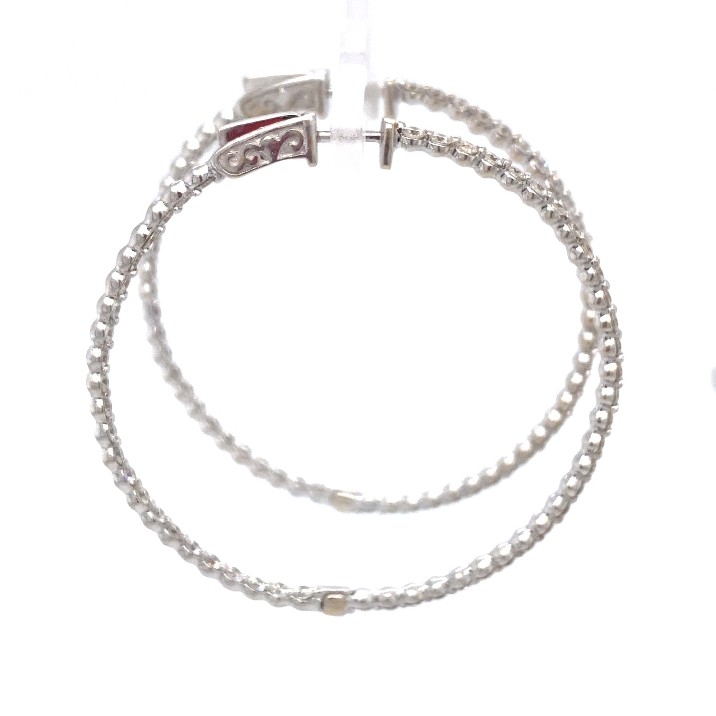 Circa 1990s 2.60 Carat Inside Out Diamond Hoop Earrings in 18K White Gold