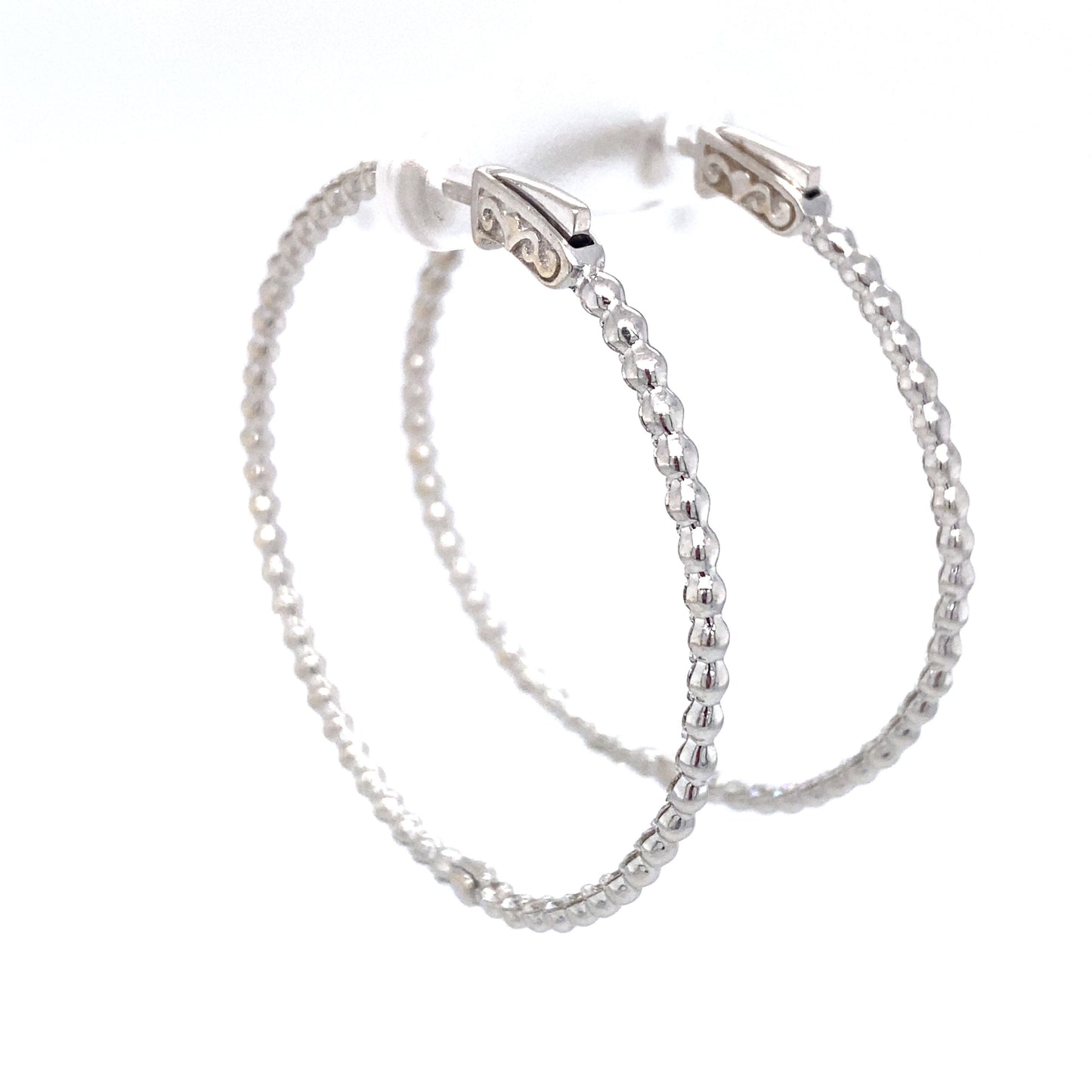 Circa 1990s 2.60 Carat Inside Out Diamond Hoop Earrings in 18K White Gold