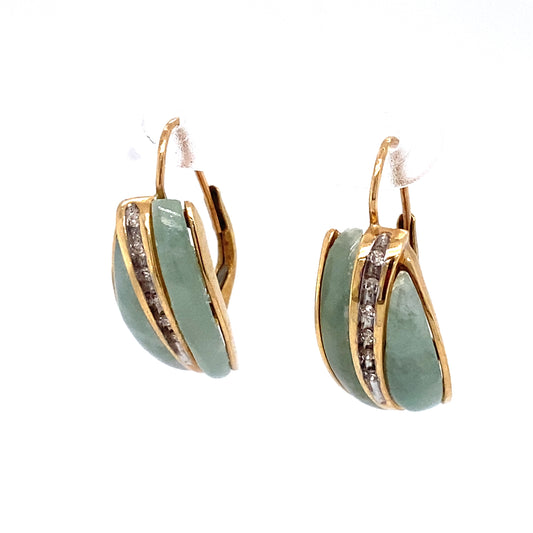 Circa 1980s Larimar and 0.10 Carat Diamond Earrings in 14K Gold