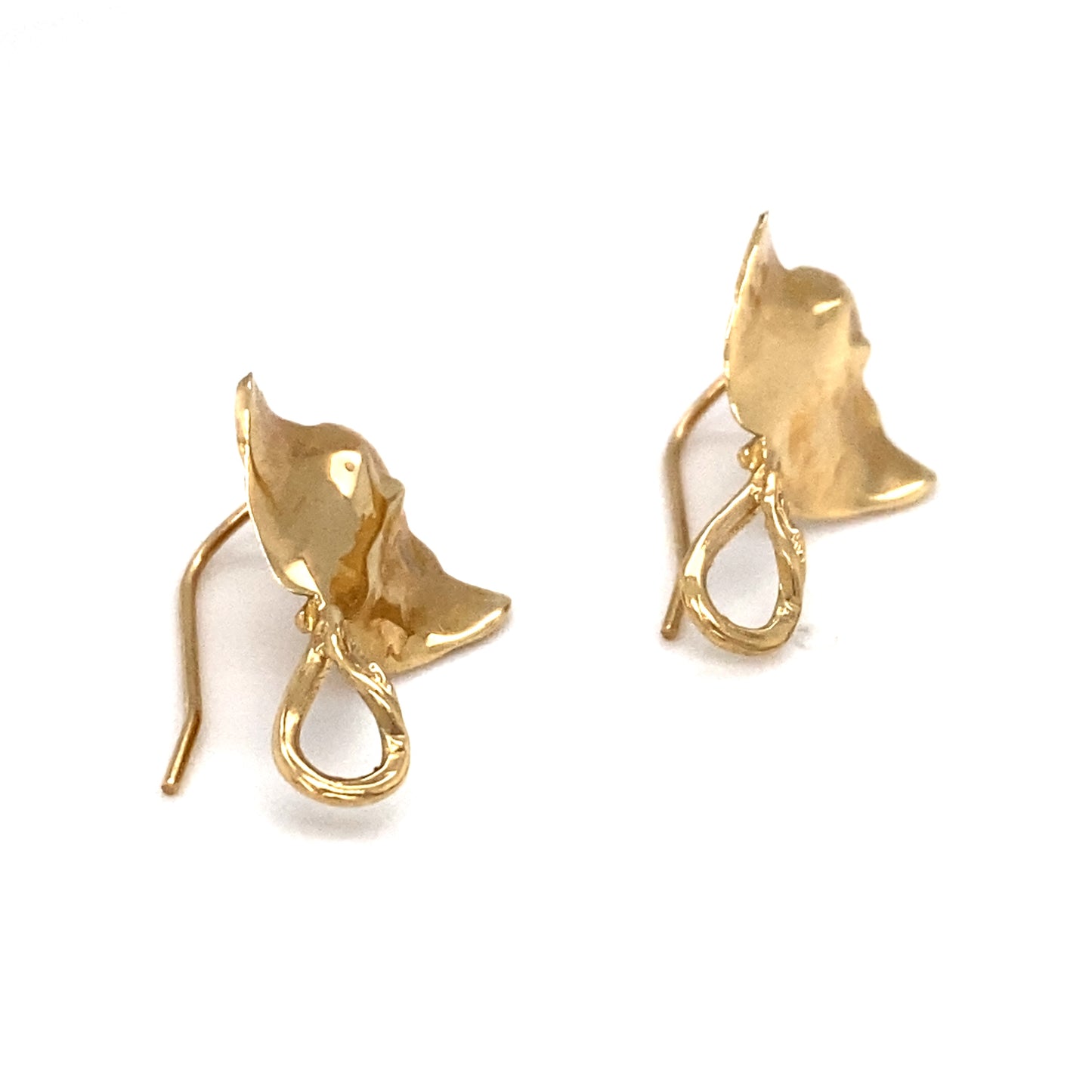 Circa 1950s Stingray Dangle Earrings in 14K Gold