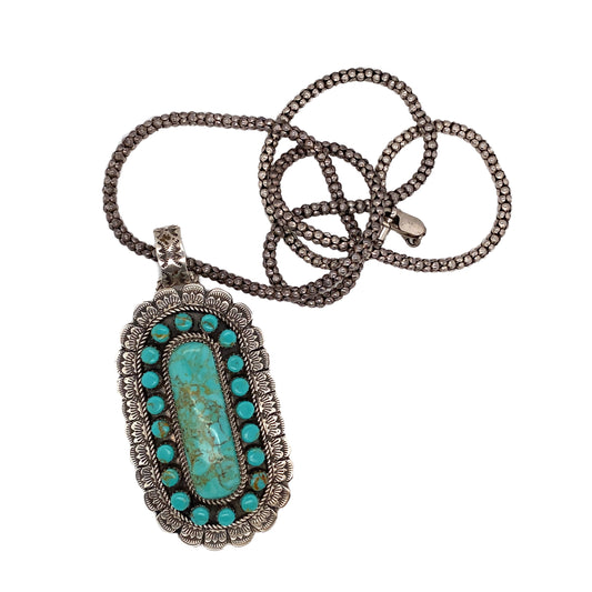 Randy Mahooty Zuni Native American Turquoise Pendant in Sterling Silver