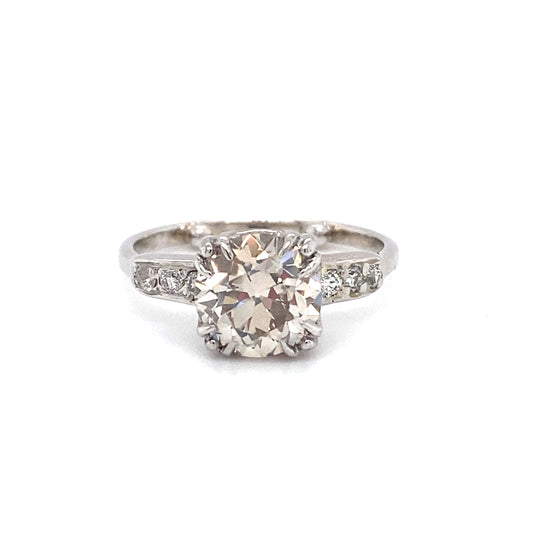 Circa 1920s Art Deco 2.10 Carat Diamond Engagement Ring in Platinum/White Gold