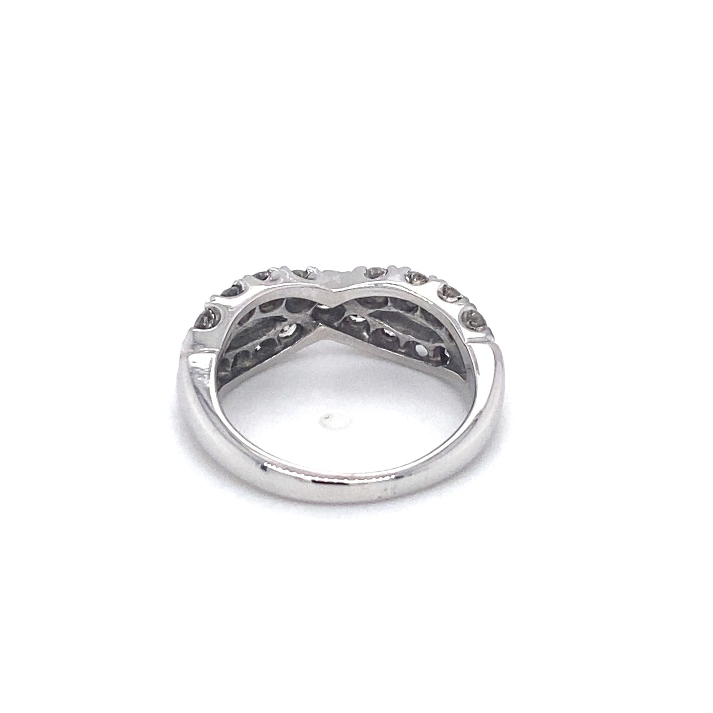 Circa 1960s 1.0 Carat F Color Diamond Infinity Ring in 14K White Gold