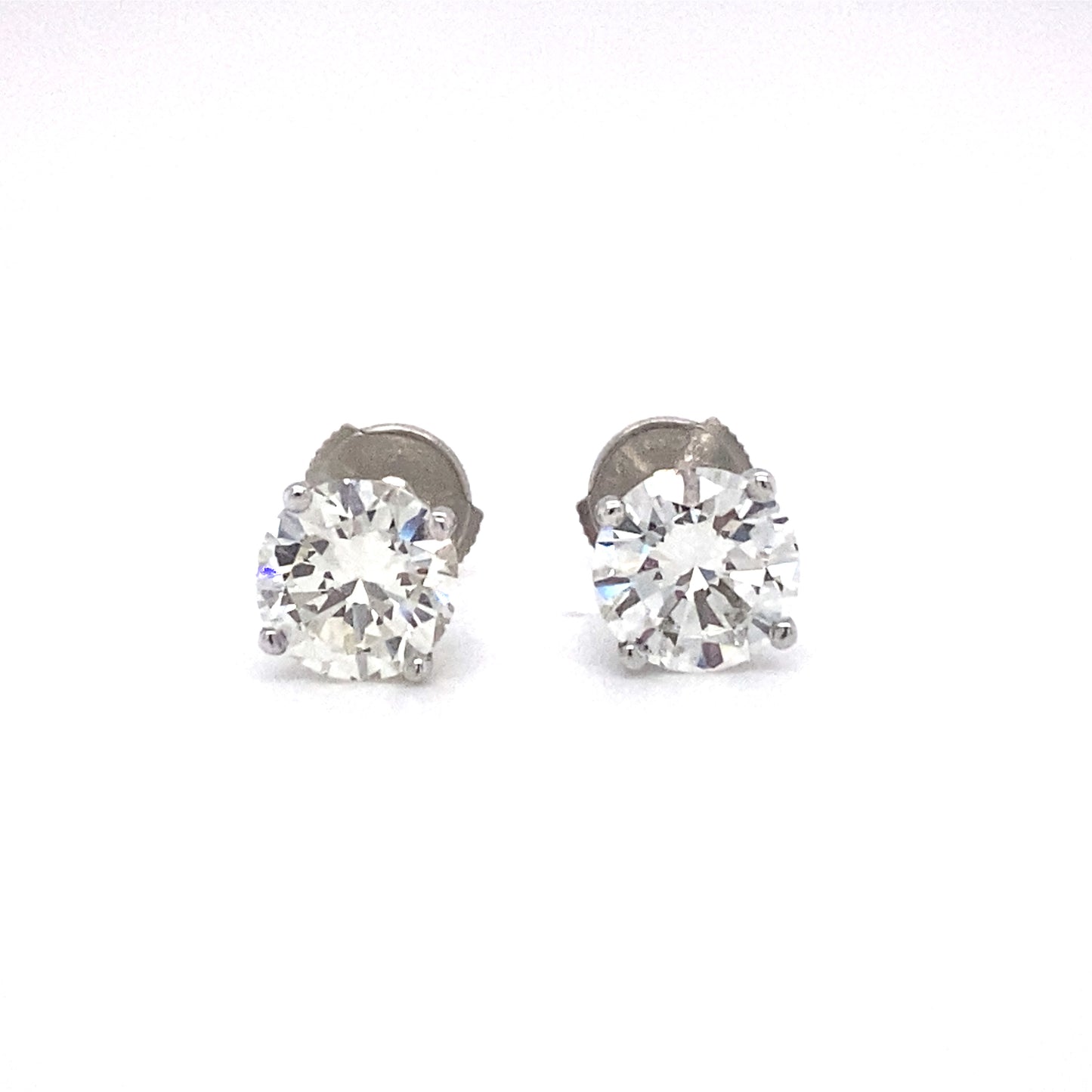 Circa 2000s 2.80 Carat Round Diamond Stud Earrings in 14K White Gold