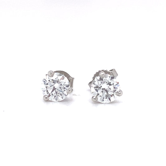 Circa 2000s 1.50 Carat Round Diamond Stud Earrings in 14K White Gold
