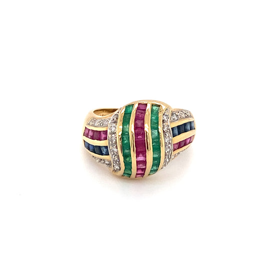 Le Vian Tutti Frutti Style Multi-Gemstone Knot Design Ring in 18K Gold