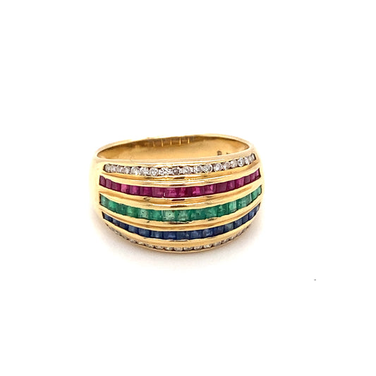 Le Vian Tutti Frutti Style Five Row Multi-Stone Domed Band in 18K Gold