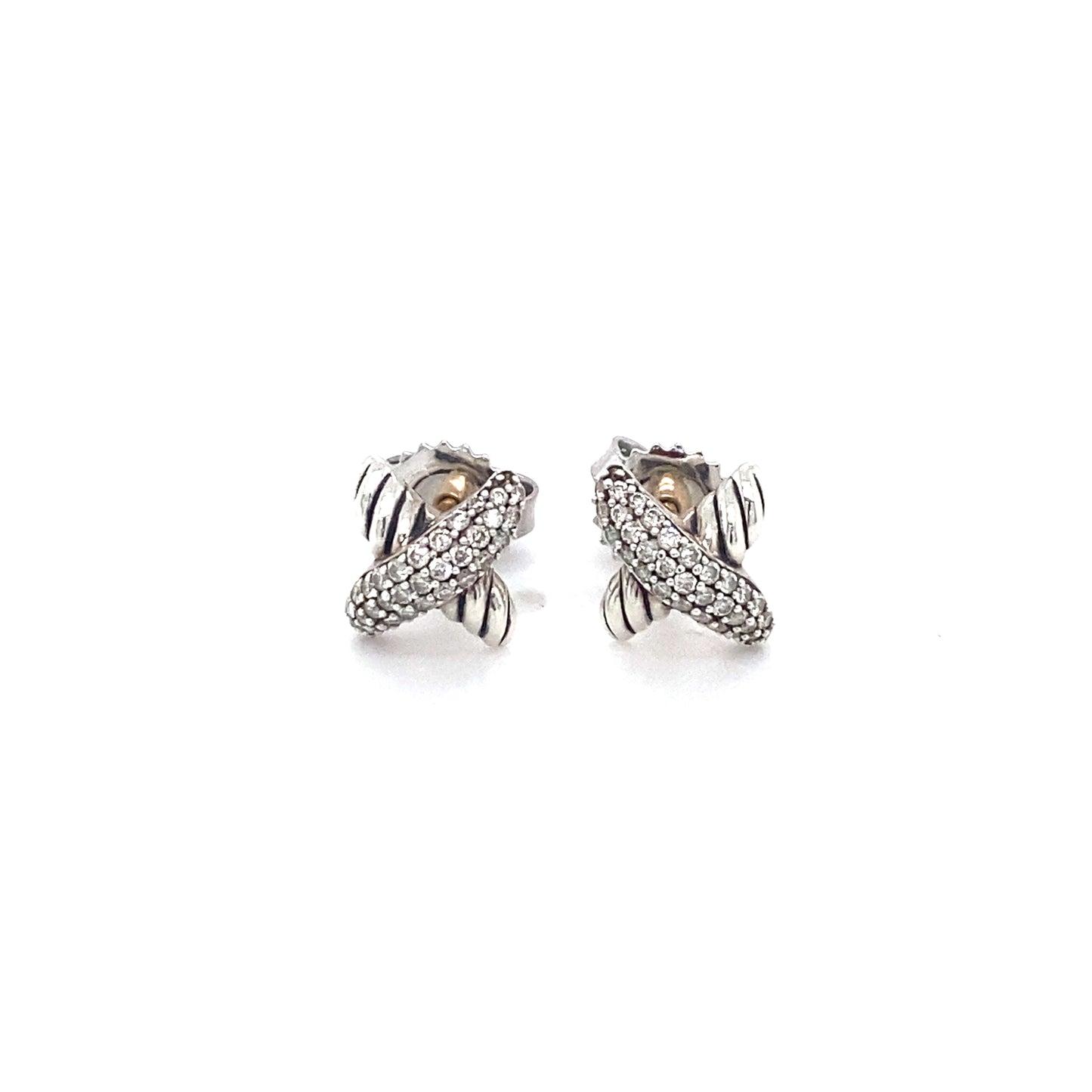 DAVID YURMAN X Stud Earrings with Diamonds in Sterling Silver