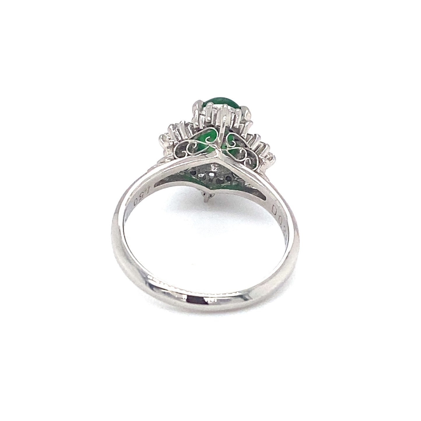 Circa 2000s 1.50ct GIA Natural Jade and Diamond Ring in Platinum