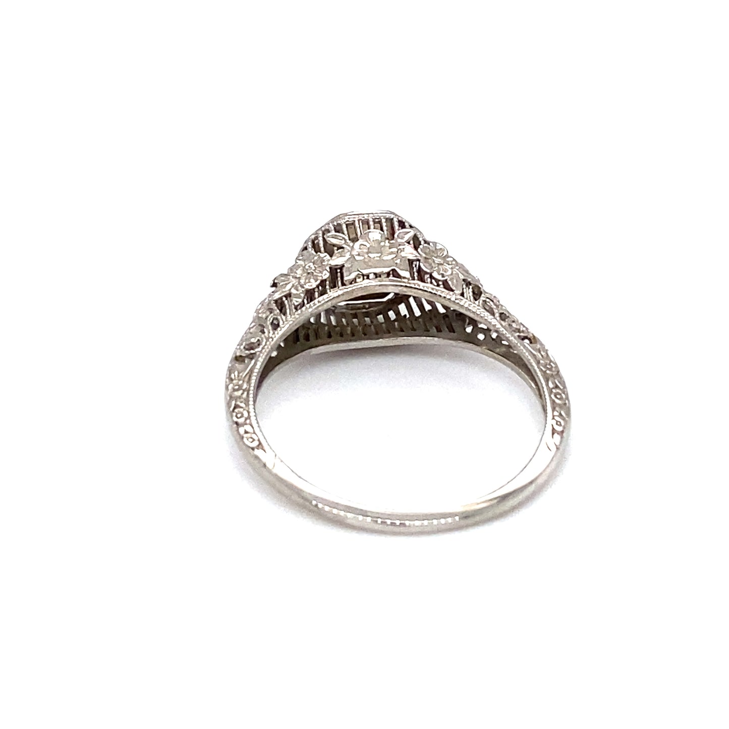 Circa 1920s Art Deco 0.35ct Diamond Ring in 18K White Gold