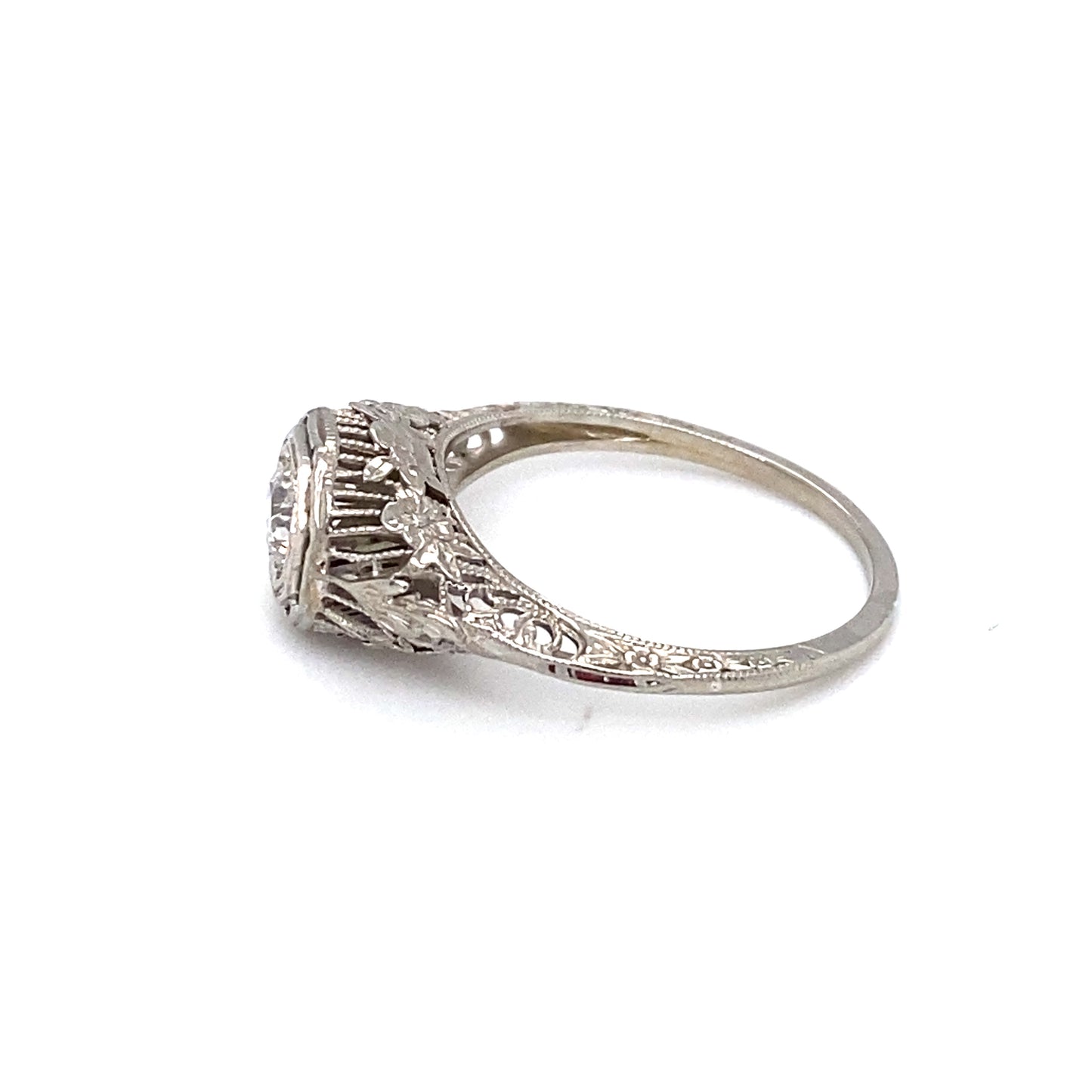 Circa 1920s Art Deco 0.35ct Diamond Ring in 18K White Gold