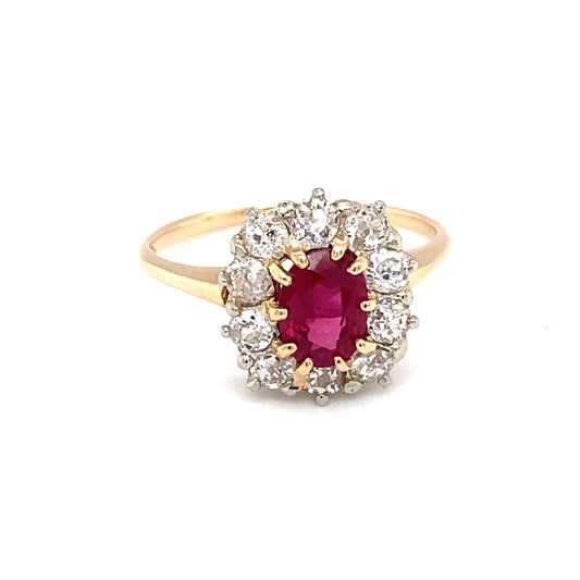 Circa 1920s Art Deco 1.0ct Ruby and Diamond Ring in 14K Gold