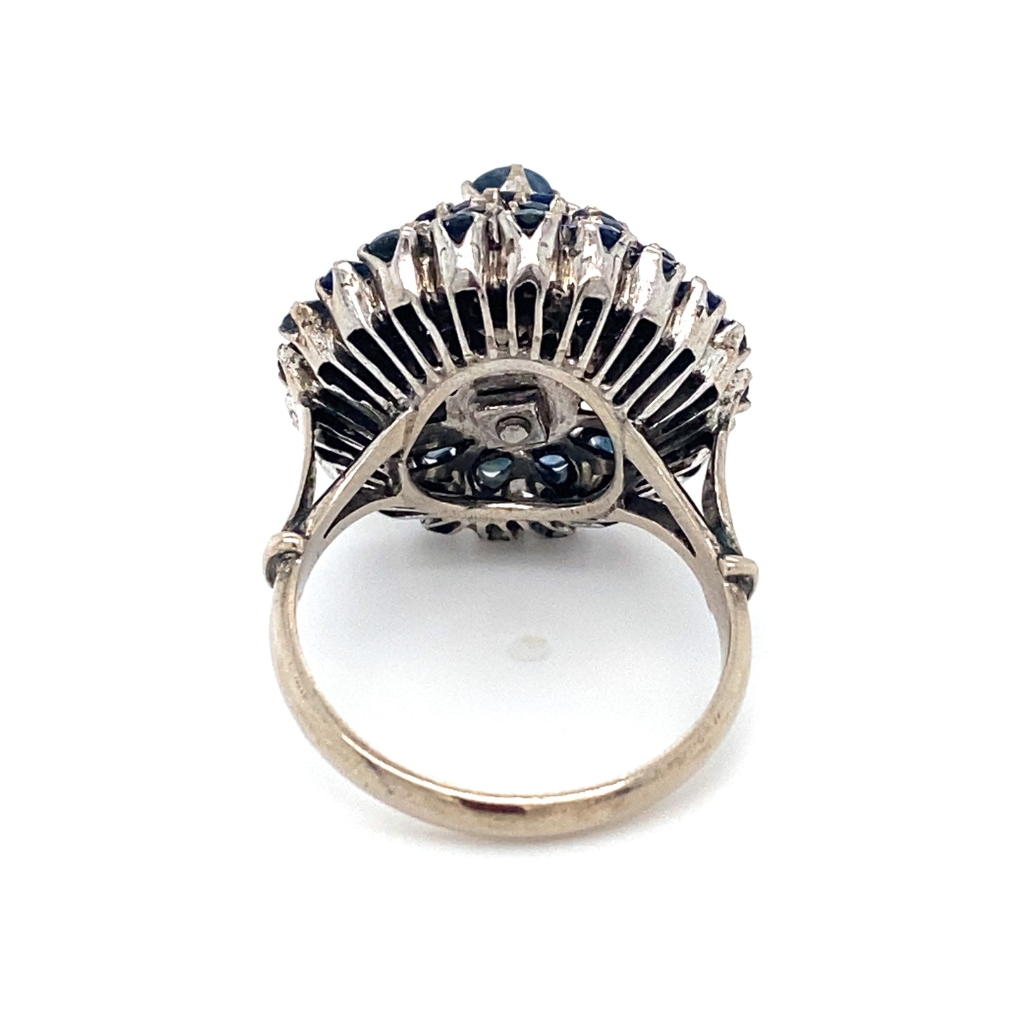 Circa 1950s Sapphire Princess Ring in 14K White Gold