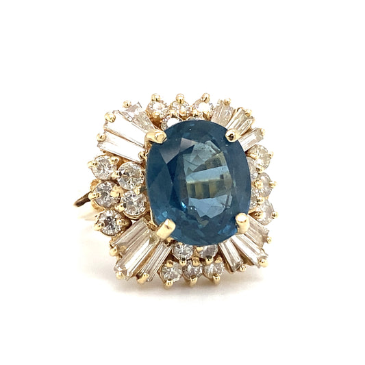 LeVian GIA Certified 6.0ct Sapphire and Diamond Ring in 14K Gold