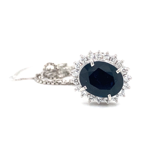 Circa 2000s 3.97ct Oval Sapphire and Diamond Lapel Pin in Platinum