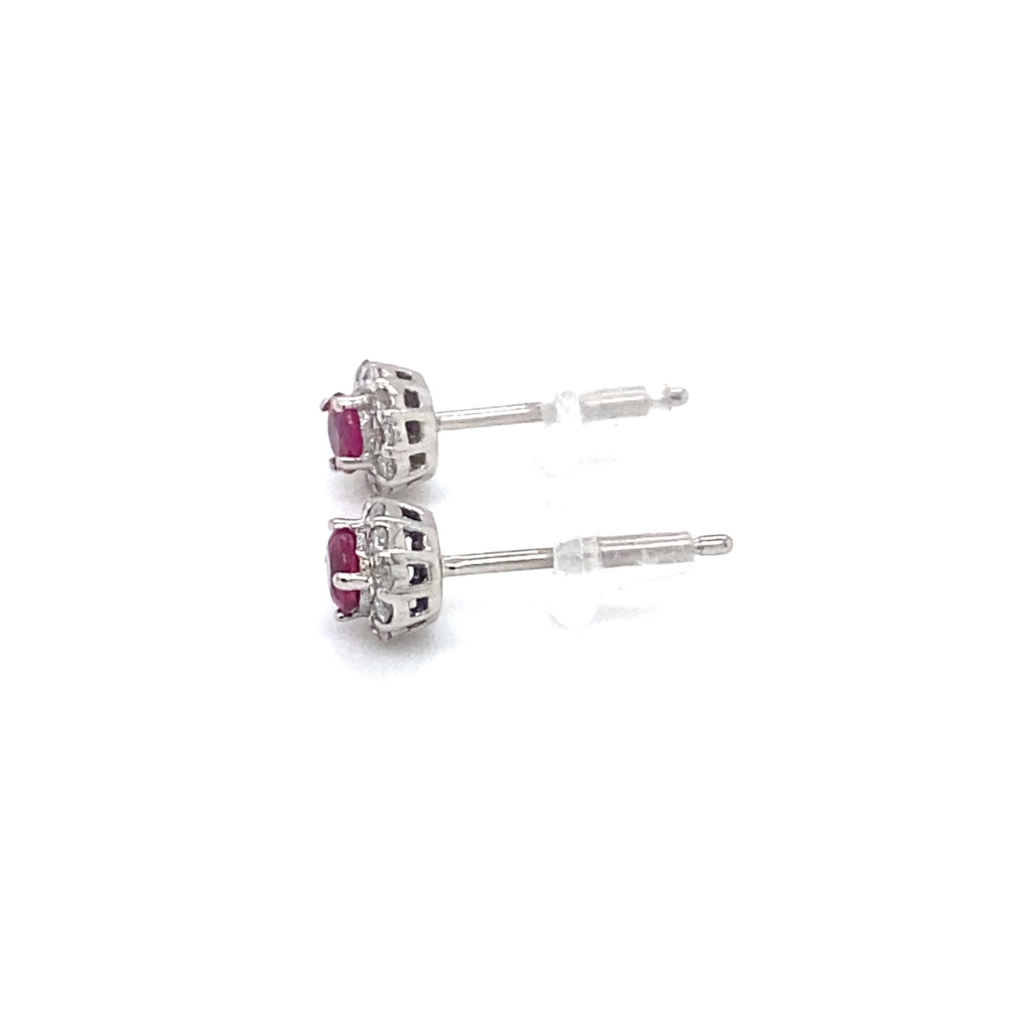 Circa 1990s 0.18ctw Ruby and Diamond Stud Earrings in Platinum