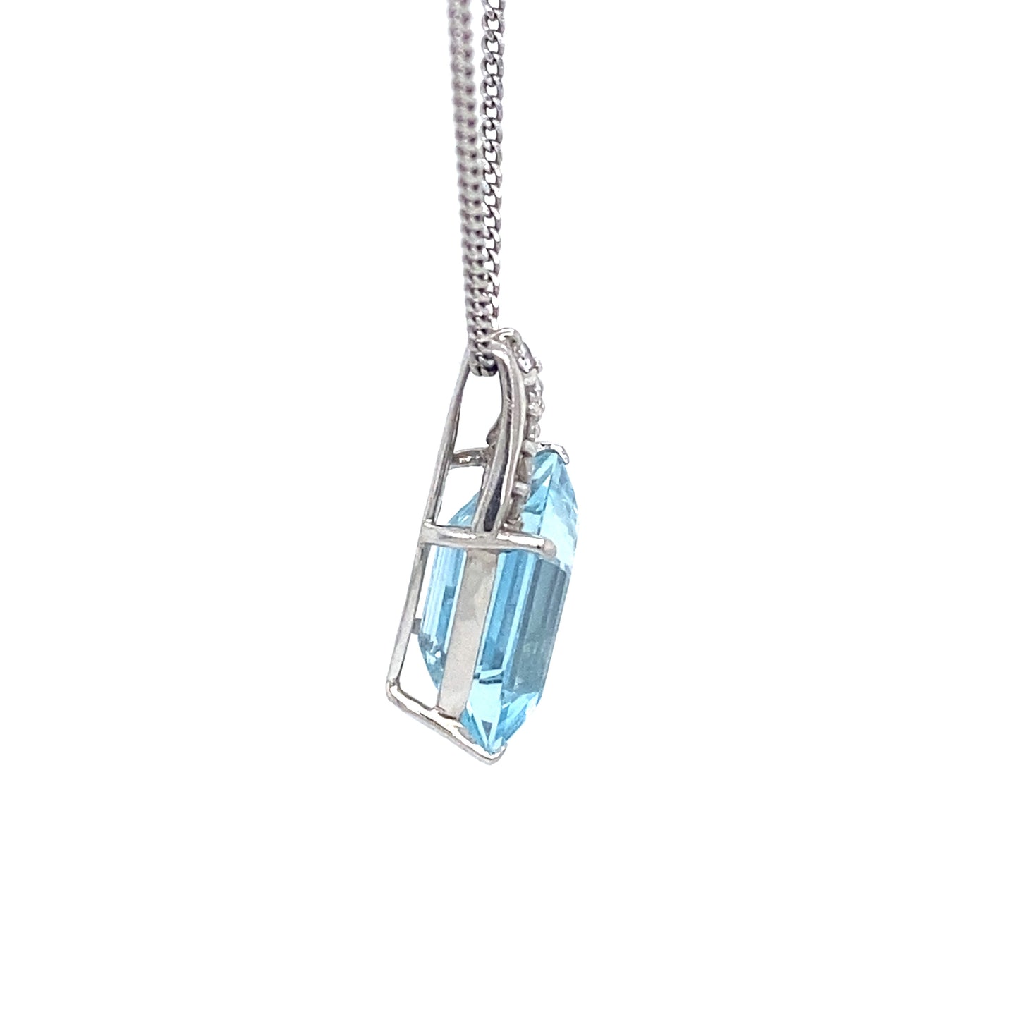 Circa 1990s 4.61ct Aquamarine and Diamond Pendant and Chain in Platinum